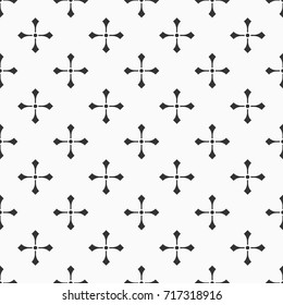 Abstract seamless pattern of crosses with dots. Modern stylish texture. Vector geometric background.