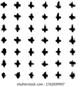 Abstract seamless pattern with crosses. Hand drawn textures made with ink. Spot, splash, scribble, stroke. Isolated.