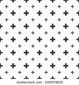 Abstract seamless pattern of crosses or plus signs. Crosses ornament. Modern stylish texture. Simple minimalistic graphic print. Design for textile print; poster; web design. Vector background.