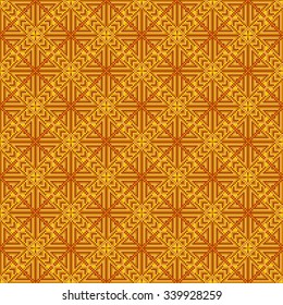Abstract seamless pattern. Cross-stitch. Crafts and Hobbies. Yellow and orange colors. A geometric design. Vector illustration.