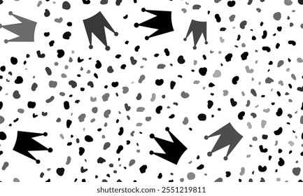 Abstract seamless pattern with crown symbols. Creative leopard backdrop. Vector illustration on white background