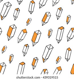 
Abstract seamless pattern with crystals on white background. Geometric hand drawn background with diamonds. Trendy hipster design. Vector illustration.