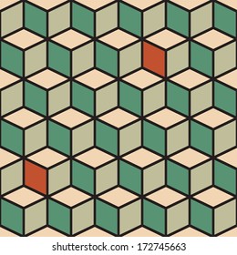 Abstract seamless pattern with cubes in retro color. Vector illustration