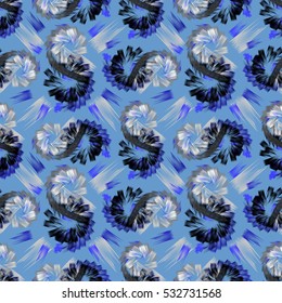 Abstract seamless pattern with curled brush strokes.