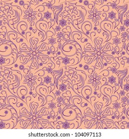 abstract seamless pattern with curling branches. Vector illustration