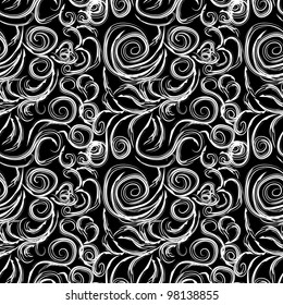 abstract seamless pattern with curling branches. Vector illustration