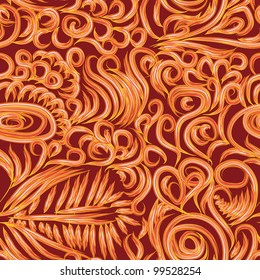 abstract seamless pattern with curling branches. Vector illustration