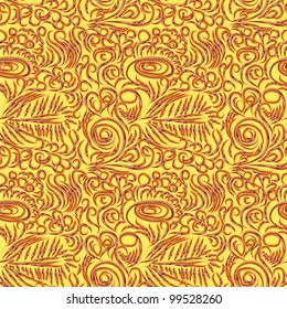 abstract seamless pattern with curling branches. Vector illustration