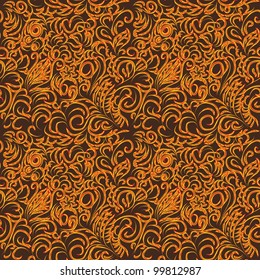 abstract seamless pattern with curling branches. Vector illustration