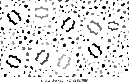 Abstract seamless pattern with curly brackets symbols. Creative leopard backdrop. Vector illustration on white background