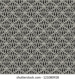 Abstract seamless pattern with curly lines. Black and white. Vector illustration