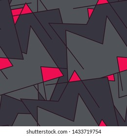 Abstract seamless pattern. Curved element and lines.