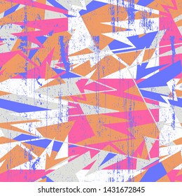 Abstract seamless pattern, with curved elements, grunge background.