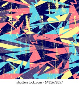 Abstract seamless pattern, with curved elements, grunge background.