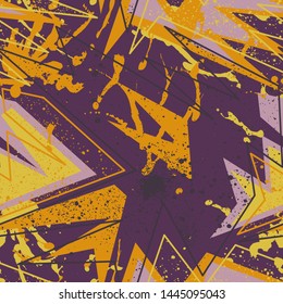 Abstract seamless pattern with curved elements, triangle shapes.