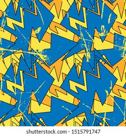 Abstract seamless pattern with curved geometry elements.