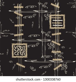 Abstract seamless pattern of curved lines, squares for printing, fabric, Wallpaper