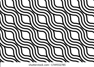abstract seamless pattern with curved lines. Zebra effect in black and white. Abstract background
