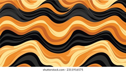 patrón abstracto sin fisuras con curvas en colores amarillo y beige, al estilo de martiros saryan, negro claro y bronce, naturaleza abstracta, figuras abstractas, colores llamativos, líneas fuertes, negro claro y