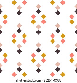 Abstract seamless pattern. Cute geometric wallpaper with rhombuses. Mid-century modern style inspired design. 