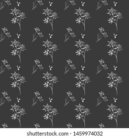 Abstract seamless pattern of cute hand painted simple flowers for textile,linens, clothes, postcard, pareo 