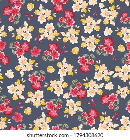 Abstract seamless pattern of cute hand painted simple flowers for textile,linens, clothes, postcard, pareo 