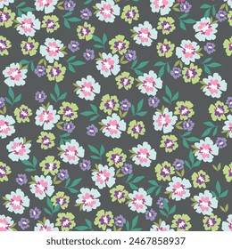 Abstract seamless pattern of cute hand painted simple flowers for textile,linens, clothes, postcard, pareo