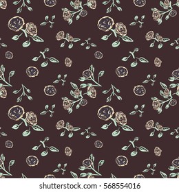 Abstract seamless pattern of cute hand painted flowers