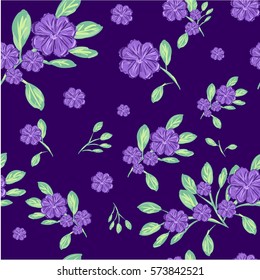 Abstract seamless pattern of cute hand painted simple flowers