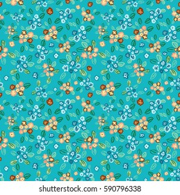 Abstract seamless pattern of cute hand painted simple flowers