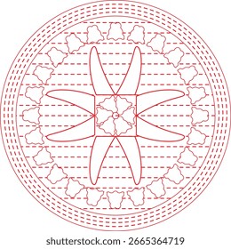 Abstractas patrón sin fisuras con linda tarjeta de mandala. Flor de doodle redonda ornamental aislada sobre fondo blanco. Puntada a mano y adorno decorativo geométrico en estilo étnico oriental.