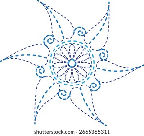 Abstractas patrón sin fisuras con linda tarjeta de mandala. Flor de doodle redonda ornamental aislada sobre fondo blanco. Puntada a mano y adorno decorativo geométrico en estilo étnico oriental.
