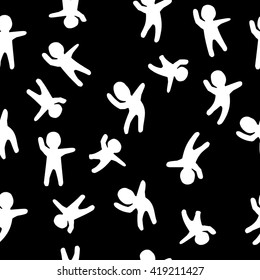 Abstract seamless pattern . Dancing people. For boys and girls. The original design . Stylish wallpaper . Funny kids . Wrapping.