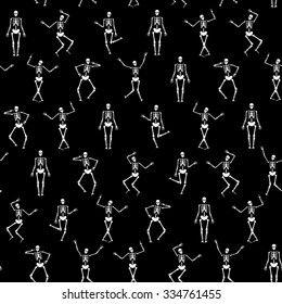 Abstract seamless pattern with Dancing Skeletons