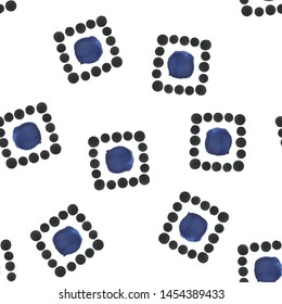 Abstract Seamless pattern Dark moderate blue color in a frame of a black square. For your design, textile, pattern fills, box, posters, cards, etc. Pattern under the mask. Vector.