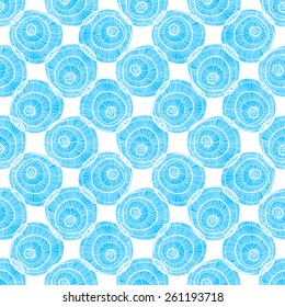 Abstract seamless pattern. Decorative blue circle on a white background