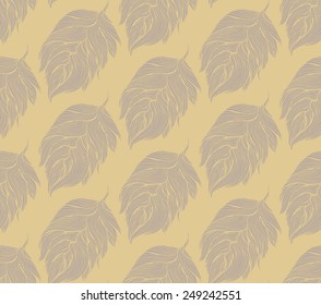 Abstract seamless pattern of decorative feathers