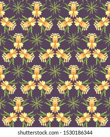 Abstract seamless pattern with decorative flowers 