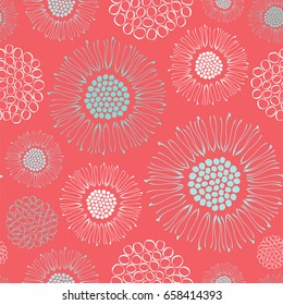 Abstract seamless pattern with decorative flowers.