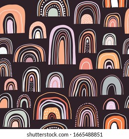 Abstract seamless pattern with decorative rainbows