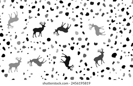Abstract seamless pattern with deer symbols. Creative leopard backdrop. Vector illustration on white background
