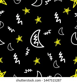 Abstract seamless pattern, pattern design, abstract background, moon pattern, star pattern, vector background.