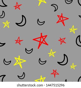 Abstract seamless pattern, pattern design, abstract background, moon pattern, star pattern, vector background.