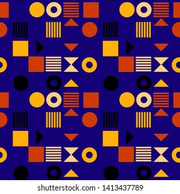 Abstract seamless pattern design with geometric shapes and lines