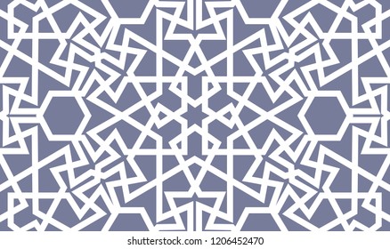 Abstract seamless pattern design with oriental moorish style geometric motif, repeat background