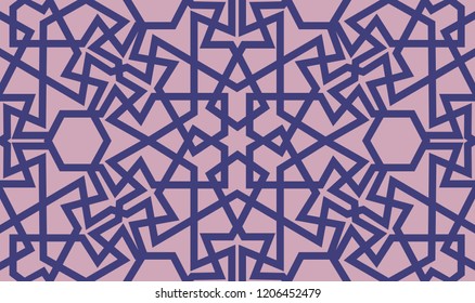 Abstract seamless pattern design with oriental moorish style geometric motif, repeat background