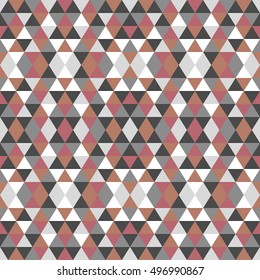 Abstract seamless pattern for design in red and blue colors. Vector geometric background of triangles. Texture for textile, clown, carpeting, warp, book cover, clothes