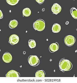 Abstract seamless pattern design with sloppy circle drawings, random doodle dots repeat background