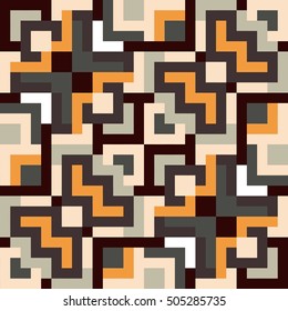 Abstract seamless pattern for design. Vector geometric background of triangles. Mosaic texture in orange and grey colors