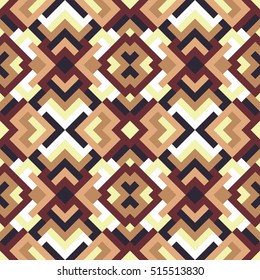 Abstract seamless pattern for design. Vector geometric background of triangles in red and beige colors. Mosaic texture for textile, clown, carpeting, warp, book cover, clothes